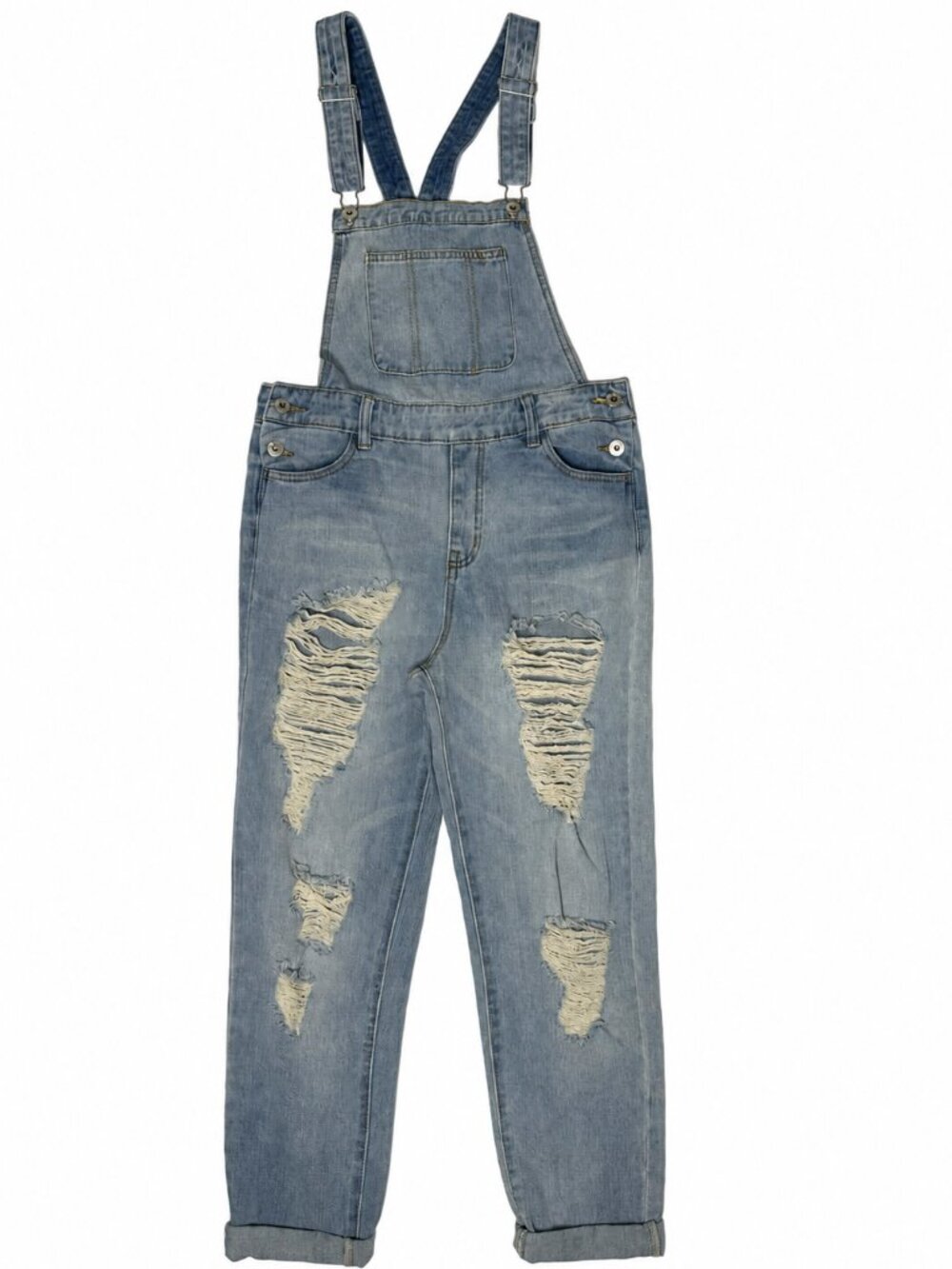 Distressed Denim Overalls Size Small NWT Light Wash Adjustable Straps
